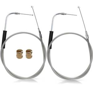 lot 16316 image: MoKitDora 43.29 Throttle Idle Cable for Harley 2000-2006 Touring Road Street Electra Glide 14 Bar 2007��2010 Softail 16 Handlebar no Cruise Control Stainless Steel Braided Clear PVC Coated