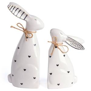 lot 16331 image: Valery Madelyn Easter Decorations for Home, Medium 2Pcs Ceramic White Gold Bunny Statues Figurine for Spring, Easter Gift Tiered Tray, Table Centerpieces Decorations for Indoor Decor, 6.3inch
