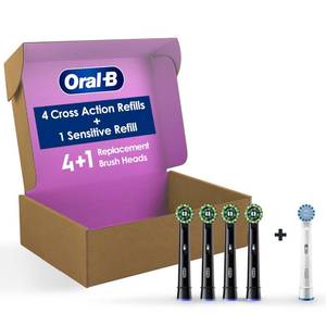 lot 16333 image: Oral-B CrossAction Electric Toothbrush Replacement Brush Heads, Black, 3 Count  1 Sensitive White