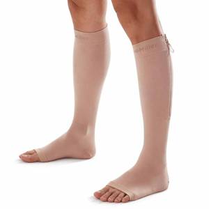 lot 16343 image: Doc Miller Compression Socks with Zipper �� Open Toe Knee High 15-20 mmHg Compression Stockings for Women & Men, Wide Calf, All-Day Circulation Support for Swelling, Travel, Work & Pregnancy - 1 Pair