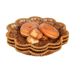 lot 16344 image: Fvstar 1pc Poly Wicker Bread Basket,Imitation Woven Fruit Basket Tabletop Tray,Handwoven Oval Food Vegetable Baskets for Serving Display Storage Kitchen Restaurant Market Showcase (Flower)