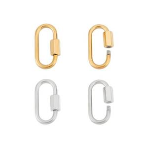 lot 16348 image: UNICRAFTALE 4Pcs 2 Colors Stainless Steel Screw Locking Carabiner Golden Oval Necklace Connector Metal Lock Clasps Keychain Hook Pendants for DIY Necklaces Bracelet Jewelry Making