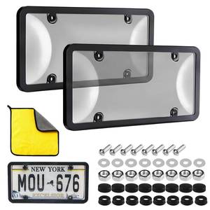 lot 16349 image: Transparent License Plate Frames & Cover 2PCS License Plate Protector, Front and Rear License Plate Holder - Unbreakable Car Plate Frame - Universal Fit for Most US Plates (Gray)