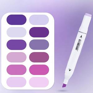 lot 16352 image: Liulich 12Pcs Alcohol Markers Pure Color Series,Dual Tip Art Solid Color Markers Set for Adults Beginner Drawing Sketching(Purple)
