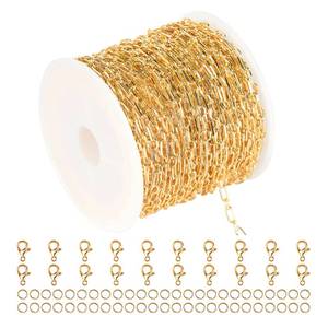 lot 16355 image: YOUBEIYEE 32.8 Feet 18K Gold Plated Jewelry Chain Paperclip Necklace Chains Bulk for Women Bracelet DIY Craft Chain Roll Jewelry Supplies Findings
