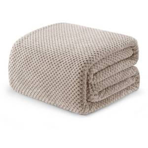 lot 17194 image: Exclusivo Mezcla Fleece Bed Blanket Twin Size, Super Soft and Warm Blankets for Couch, Sofa and Bed Waffle Textured, Cozy, Fuzzy and Lightweight (Tan, 90x66 Inches)