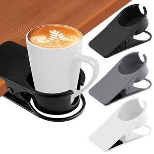 lot 17200 image: 3PCS Drinking Cup Holder Clip Kalolary Chair Desk Bottle Cup Stand DIY Glass Clamp Storage Saucer Clip with Groove for Potted Plant Beverage Coffee Mug Holder Clip for Home & Office (Black White Grey)