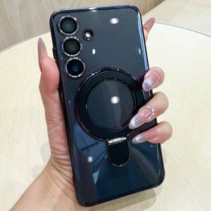 lot 18016 image: ZinLyuen Magnetic Ring Case for Samsung Galaxy S24 Plus Case Kickstand Compatible with MagSafe Built-in Camera Lens Protector Shockproof Phone Case for Samsung S24Plus - Black