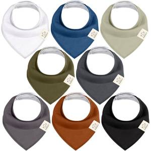 lot 18020 image: KeaBabies 8-Pack Organic Baby Bandana Bibs for Boys, Girls - Super Absorbent Triangle Baby Bibs for Drooling and Teething Infant, 100% Cotton Extra Soft for Newborn, Infant 0-36 Months (Basics)