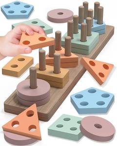 lot 18040 image: Tonberless Montessori Toys for 1 2 3 Year Old Boy Girl, Toys for Ages 2-4 Toddlers Kids Baby, 1 2 Year Old Birthday Gifts, Wooden Learning Puzzles Easter Basket Stuffers Toys for Toddlers 1-3