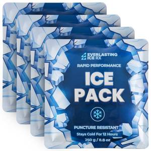 lot 18043 image: Rapid Performance Reusable Ice Packs for Lunch Boxes, Lunch Bags or Coolers  4 Pack  Cold for Up to 12 Hours  Ice Packs for Cooler, Long Lasting for Camping, Beach, & School