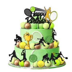 lot 18044 image: 29 PCS Sports Party Supplies - Tennis Cake Topper & Decoration - Birthday Party Favors