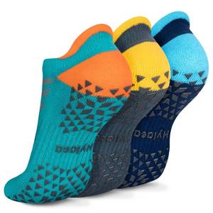 lot 18048 image: Hylaea Womens & Mens Non Slip Gripper Socks with Cushion for Yoga Pilates Barre Home Hospital Socks Dark Blue Green Small Medium