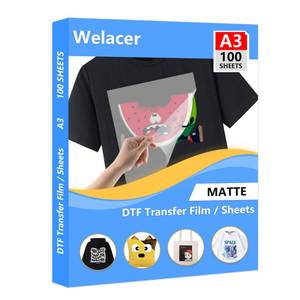 lot 18050 image: DTF Transfer Film A3 100 Sheets Double-Sided Matte DTF Film, PET Heat Transfer Paper for Inkjet Printer DTG Printer Direct Print On T Shirts Textile(Hot & Cold Peel)