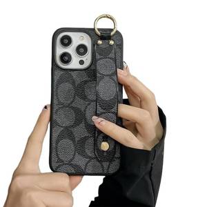lot 18068 image: Gamkeup Case for iPhone 15 Pro Max with Ring Holder,Designer Textured Leather Pattern with Wrist Strap,Shockproo Protective Tough Cover Compatible with iPhone 15 Pro Max 6.7Inch(Black)
