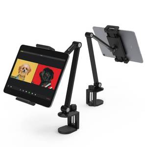 lot 18084 image: iPad Desk Mount, Adjustable Tablet Holder Clamp, 360 degree Rotation, Sturdy Aluminum Tablet Arm Mount for 4.7-13 iPad ProAirMini, iPhone, Galaxy Tab, for Kitchen, Work, Video Call(Black)