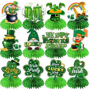 lot 18088 image: 12 Pcs St Patricks Day Decorations Honeycomb Centerpiece, St Patricks Day Table Decorations, St Patricks Day Decorations For Table Tree Shamrock Saint Patricks Day Decorations Honeycomb Centerpieces