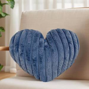 lot 18438 image: Nmkopzy 16 Inch Blue Heart Pillow Cute Soft Decorative Throw Pillows, Heart Shaped Fluffy Faux Fur Pillows Cushions for Couch Bed Bedroom Room Home Decor Aesthetic (1, Blue, Medium-16 x13)