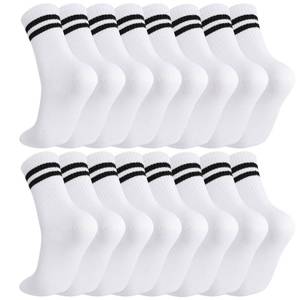lot 18458 image: Jspupifip 8 Pair Striped Athletic Crew Socks, Moisture-Wicking Running Socks for Men & Women, Breathable Casual Gym Socks, black stripes