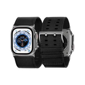 lot 18473 image: Tefeca Dual Series Band Compatible with Apple Watch Ultra 2Ultra 49mm, Series 10 46mm, Series 987 45mm, SE2SE654 44mm (Black Sailcloth with Silver Adapters, 49464544mm