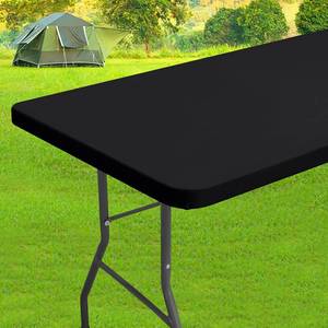 lot 18481 image: homing Spandex Elastic Tablecloth for 6 Foot Rectangle Tables, Stretch Fitted Picnic Table Cover, Washable Patio Table Cloth for Outdoor, Camping, Party (Black, 30 x 72)