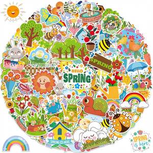 lot 18487 image: LINAYE 150 PCS Spring Stickers for Kids Vinyl Waterproof Non-Repeating Adhesive Spring Stickers Bulk Party Favors Crafts & Gifts for Kids Classroom