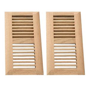 lot 18492 image: 2Pcs Qirui White Oak Hardwood Drop in Floor Register, 4X10 Inch, High Output Air Flow, with Damper, Unfinished