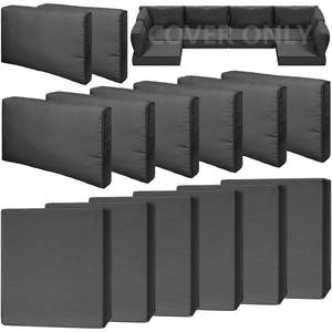 lot 19157 image: Cethytirko 14 Piece Outdoor Patio Waterproof Cushion Covers, Fits 6-Seat Wicker Rattan Sectional Couch Chair Furniture Cover Replacement Set - Fade-Resistant Patio Cushion Covers with Zipper