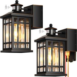 lot 19158 image: OPAXIS Motion Sensor Outdoor Lights Wall Mount with GFCI Outlet, Dusk to Dawn Exterior Light Fixture, 100% Anti-Rust Aluminum Waterproof Outside Wall Lighting for House, Black 2-Pack, Non-Solar