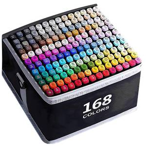 lot 19161 image: VIDIMAKPRO Alcohol Markers 168 Colors with Base Dual Tip Art Drawing Markers for Kids Students and Adults Comics Sketching Illustration - Refillable