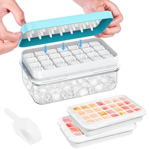 lot 19173 image: Ice Cube Tray with Lid and Bin, PHINOX 56 pcs Ice Trays for Freezer, Ice Cube Trays for Freezer with 2 trays, Container, Lid & Ice Scoop, BPA Free