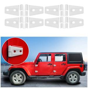 lot 19174 image: JeCar White Door Hinge Cover Trim for 2007��2018 Jeep Wrangler JK JKU 4 Door �� Exterior Door Hinge Protection Decoration Accessories for Unlimited Sahara Rubicon Sport