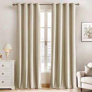lot 19180 image: MIULEE Velvet Curtains Beige Elegant Grommet Curtains Thermal Insulated Soundproof Room Darkening CurtainsDrapes for Classical Living Room Bedroom Decor 52 x 84 Inch Set of 2