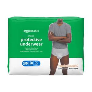 lot 19184 image: Amazon Basics Maximum Absorbency Incontinence Underwear for Men with Leak Protection, Dri-Fit Technology, Odor Control, Cotton Enhanced, SmallMedium, 20 Count