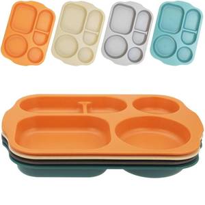 lot 19198 image: MKYHBOO Divided Plates Set, Wheat Straw Portion Control Plate, Reusable Round Divided Plates for Adults, Lightweight Bariatric Plate with Compartments (Round-Set of 8S)