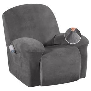lot 19201 image: H.VERSAILTEX Velvet Recliner Chair Covers 1-Piece for Reclining Chair, Recliner Cover Feature Thick Luxury and Soft Fabric with Elastic Bottom, Anti-Slip Foams Attached (Grey, Large)