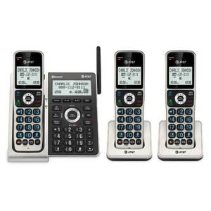 lot 19208 image: AT&T BL3107-3 3-Handset DECT 6.0 Cordless Home Phone with Bluetooth, Answering System, Smart Call Blocker, Extended Range, 2 Backlit Screen, Lighted Keypad with Big Buttons, Caller ID & Call logs