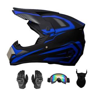 lot 19217 image: Senhill Youth ATV Dirt Bike Helmet Motocross Helmet Full Face Motorcycle Helmet with Gloves Goggles Mask for Unisex Adult DOTFMVSS 218 Approved (Large, Blue)