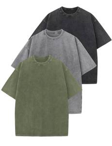 lot 20294 image: Arssm 2 Pack Men Oversized T Shirts Vintage Tee Loose Fit Short Sleeve Casual Streetwear Baggy Washed Unisex Tops(Black and Grey -XL)