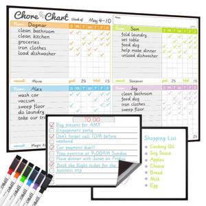 lot 20304 image: JJPRO Magnetic Dry Erase Chore Chart Set for Fridge-Used for Multiple Kids-One Chore Chart and Two Bonus Dry Erase PadGrocery Boards-Behavior Chart for Multiple Kids