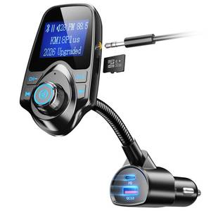 lot 20306 image: Nulaxy 2026 KM18 Upgraded Version 48W Bluetooth 5.4 Car Adapter with Fasting Charging Ports PD 30W & QC3.0 18W, Supports Hands-Free Call, 1.44 Screen Wireless Radio FM Transmitter, Black