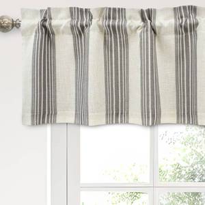 lot 20313 image: DriftAway Chris Linen Lined Valance Double Layer Thermal Insulated Room Darkening Blackout Valances 3 Inch Rod Pocket Vertical Striped Kitchen Valance for Bathroom 52 Inch by 14 Inch Gray