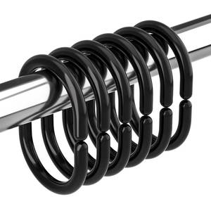 lot 20324 image: Amazer Black Shower Curtain Hooks Rings, 24 Pcs Plastic Shower Curtain Rings, Plastic Shower Curtain Hooks for Bathroom Shower Rod, Black Shower Hooks Rings Loops for Shower Curtain