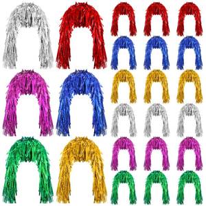 lot 20342 image: Geyoga 24 Pcs Foil Tinsel Wigs Fancy Dress Metallic Shiny Wig 80s Photo Booth Props Disco Women Cosplay Supplies (Multicolor)