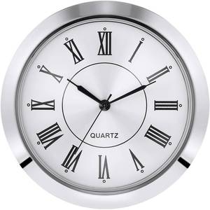 lot 20350 image: Hicarer 2-18 Inch (55 mm) Quartz Clock Fit-upInsert, Fit Diameter 1.97 Inch (50 mm) Hole, Zinc-Alloy Metal Case, Roman Numeral, Silver