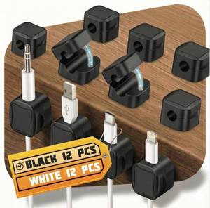 lot 20358 image: 12 Pack Magnetic Cable Clips Black �� Fast Locking System Cable Management for Desk, Nightstand & Car �� Strong Adhesive Wire Clips, USB Cable Organizer, Phone Charger Cord Holder for Home & Office