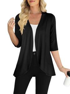 lot 20364 image: Yincro Womens 34 Sleeve Cardigan Casual Lightweight Soft Open Front Cardigans (Black, M)