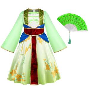lot 20365 image: Kosgraiy Mulan Costume Dress for Girl,Kid Halloween Princess Dress,Girl Movie Character Costume,Chinese Heroine Party Ball Gown,4T-5T,120