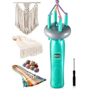 lot 20367 image: Gulfmew Portable Cord Maker & Fringe Twister, Handheld Yarn Crafting Tool for DIY Macrame & Knotting, Lightweight & Beginner-Friendly, Twisting Tassels in Seconds for Scarves(Green)