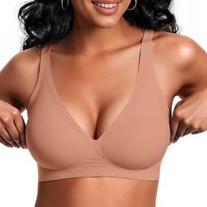 lot 20372 image: Vertvie Jelly Wireless Bras for Women Push Up Plunge Seamless T-Shirt Bras No Underwire Supportive Full Coverage Bralettes(Light Tan,2XL Plus)